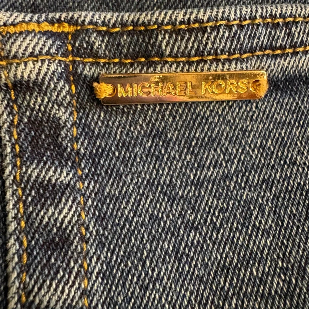 Michael Kors Wide Leg Cargo Jeans Women's 14 Blue Denim Utility Carpenter Pant‎